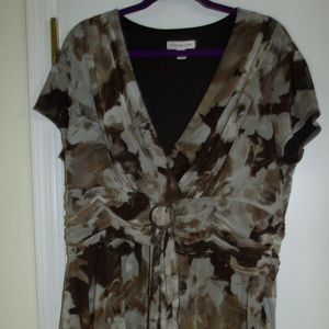 Coldwater Creek Brown Floral Dress 2X 20W/22W